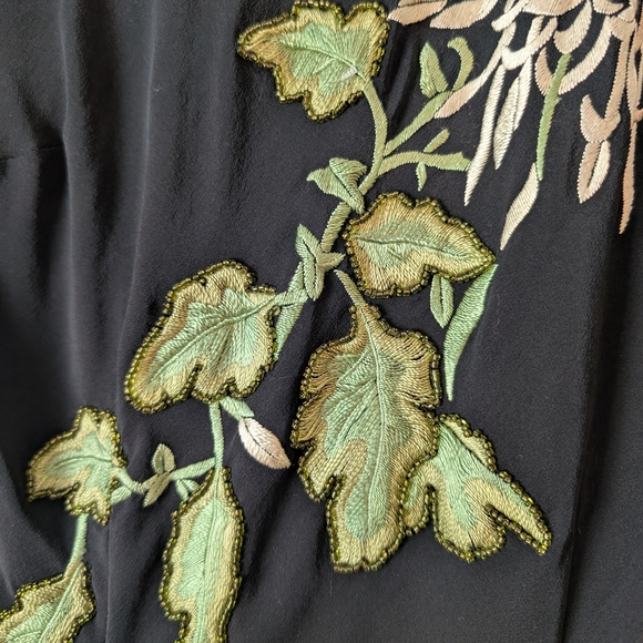 Vintage Sue Wong 100% Silk Black Floral Women's Dress Size 6 - Picture 7 of 12